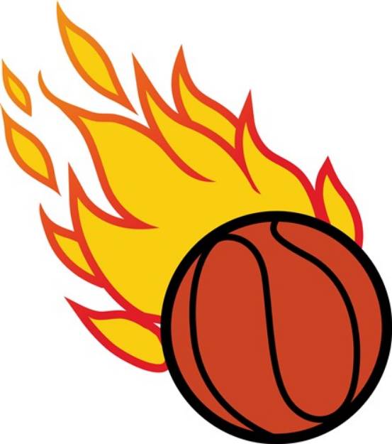 Picture of Flaming Basketball Appliqué SVG File
