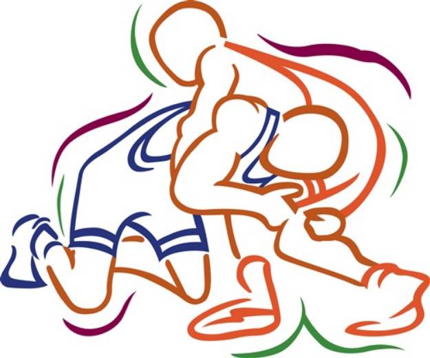 Picture of Wrestlers Outline SVG File