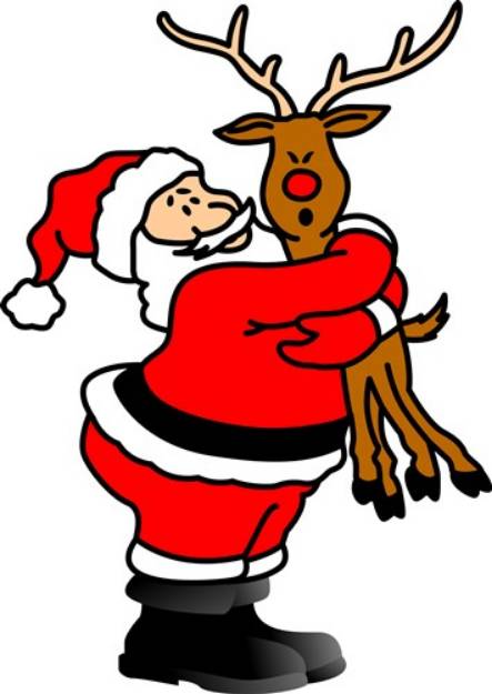 Picture of Santa Hugging Reindeer SVG File