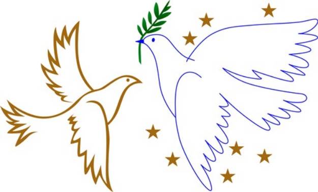 Picture of Doves With Stars SVG File