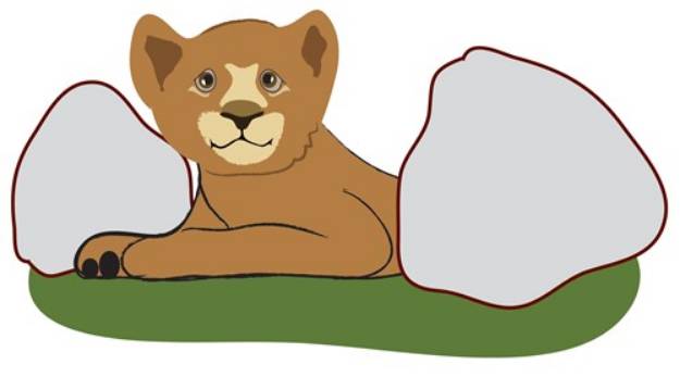 Picture of Lion Cub and Rocks SVG File