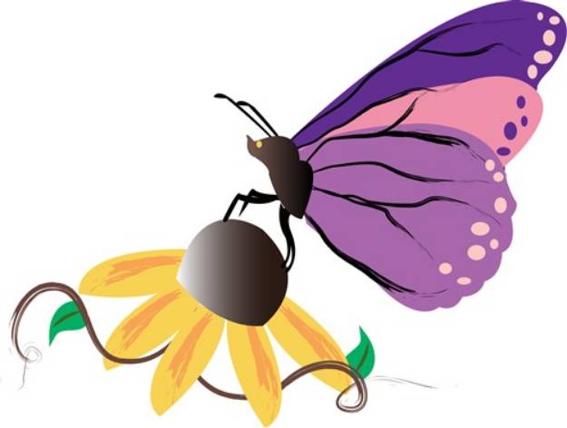 Picture of Butterfly on Flower SVG File