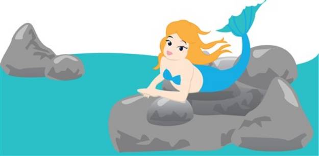 Picture of Mermaid on Rock SVG File