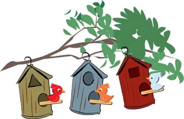Picture of Birds in Houses SVG File