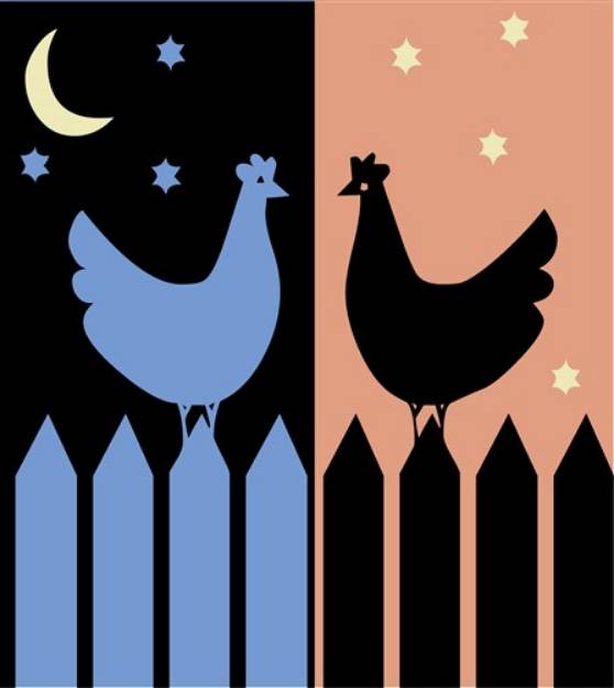 Picture of Night And Day Roosters SVG File