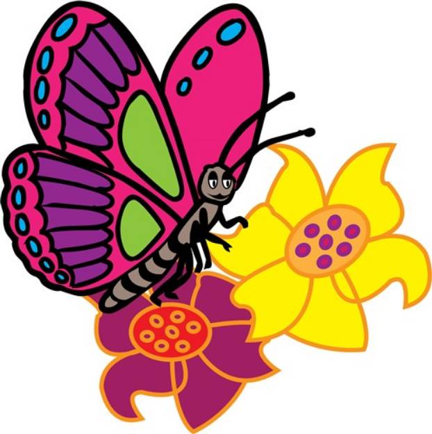 Picture of Butterfly And Flowers SVG File