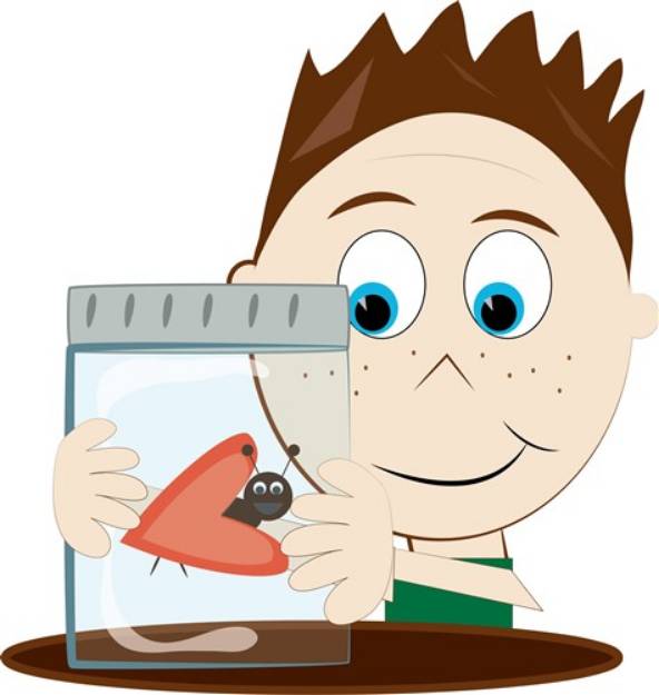 Picture of Boy with Bug Jar SVG File