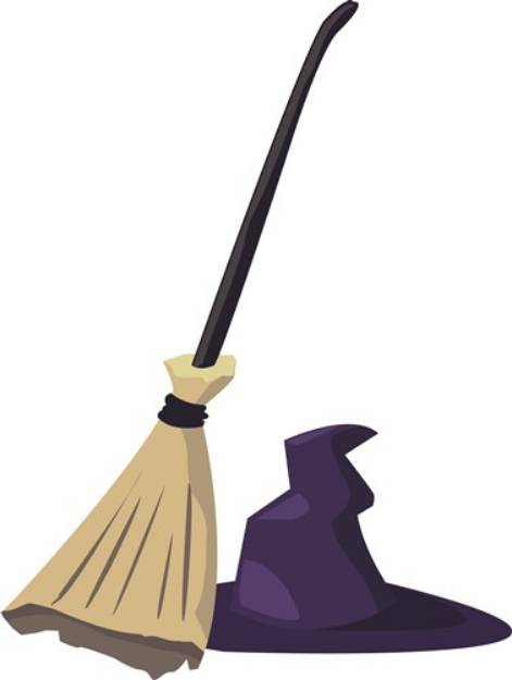 Picture of Witch Broom and Hat SVG File