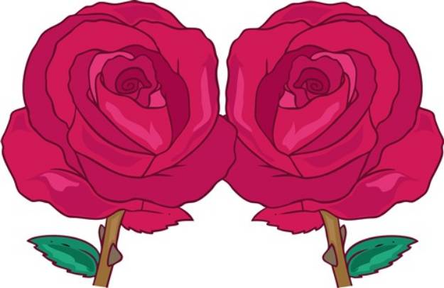 Picture of Two Pink Roses SVG File