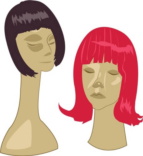 Picture of Wigs On Stands SVG File