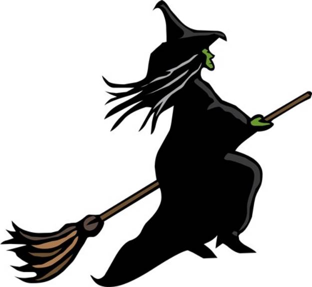 Picture of Witch On Broom SVG File