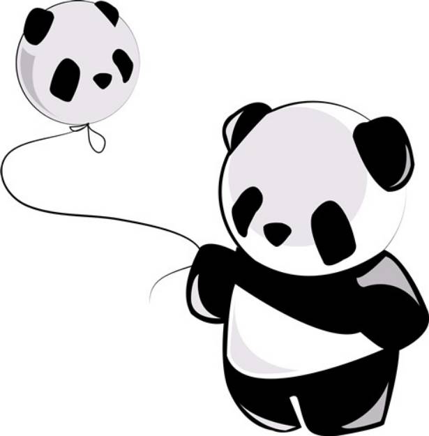 Picture of Panda With Balloon SVG File