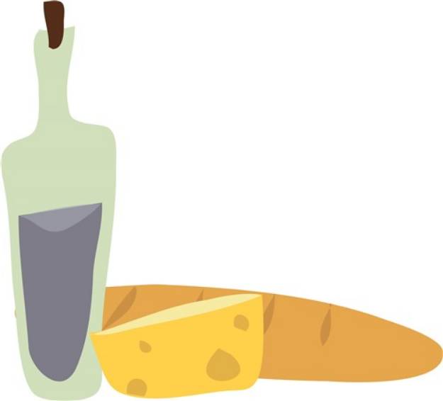 Picture of Bread Cheese Wine SVG File