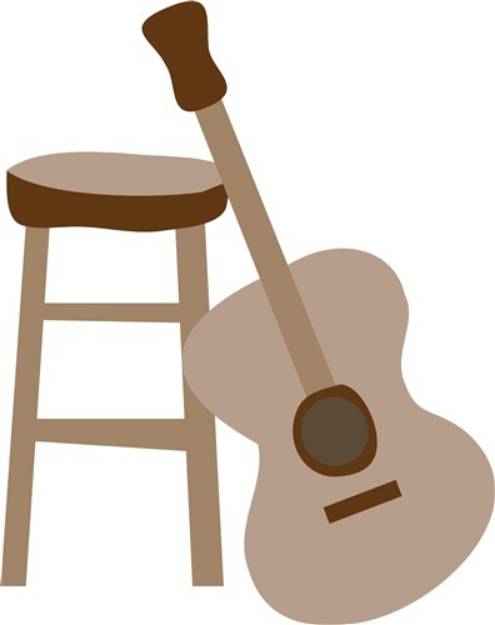 Picture of Guitar and Stool SVG File