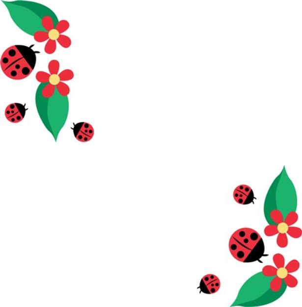 Picture of Ladybug Flowers SVG File
