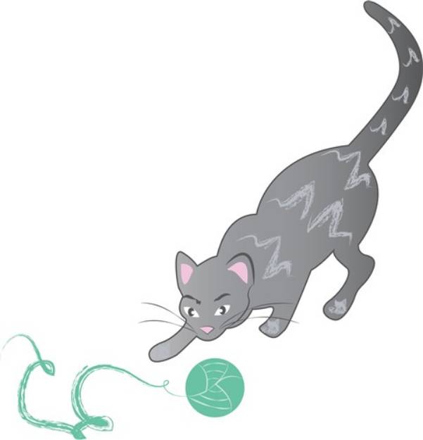 Picture of Cat With Yarn SVG File