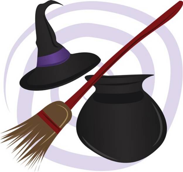 Picture of Hat Broom & Cauldron SVG File
