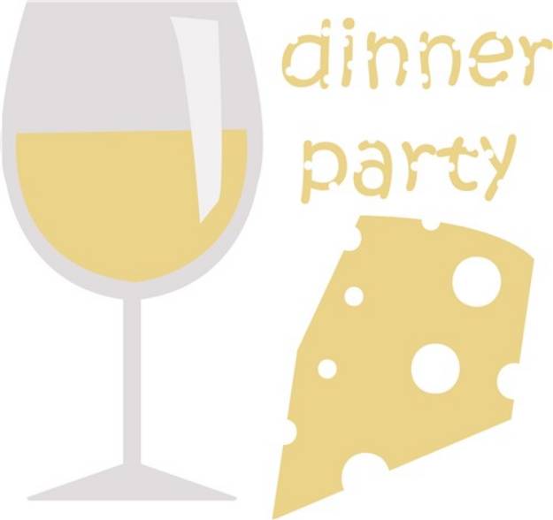 Picture of Dinner Party Wine Cheese SVG File