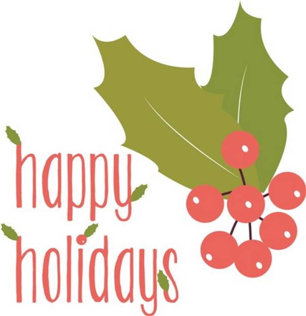 Picture of Happy Holidays Holly SVG File