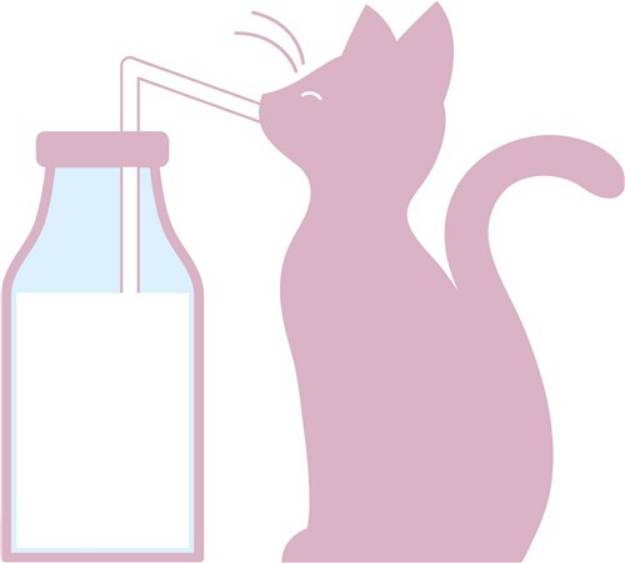 Picture of Cat Drinking Milk SVG File