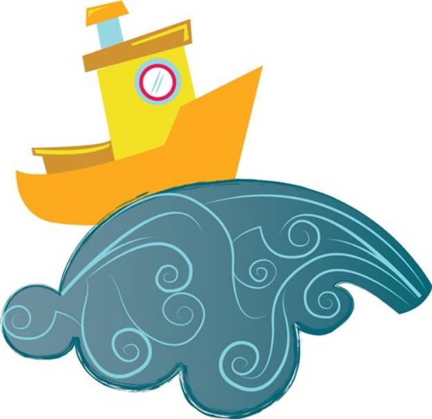 Picture of Boat On Wave SVG File