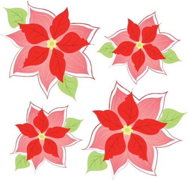 Picture of Rippled Chrsitmas Poinsettias SVG File
