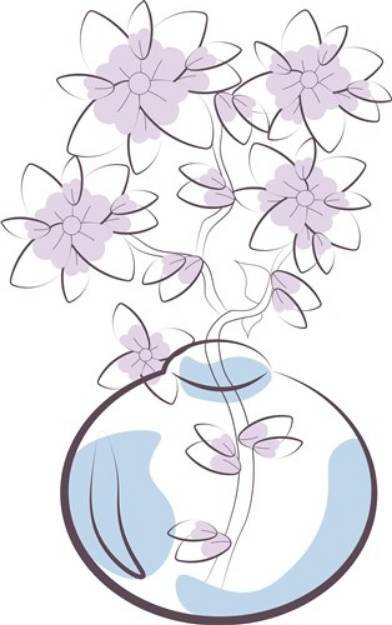 Picture of Purple Flowers In Vase SVG File