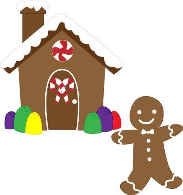 Picture of Gingerbread Man & House SVG File