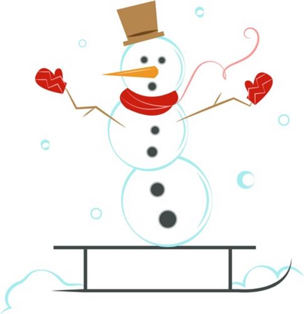 Picture of Sledding Snowman SVG File