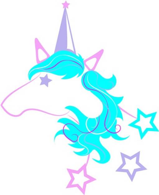 Picture of Star Studded Unicorn Outline SVG File