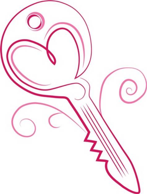 Picture of Heart Key Outline SVG File