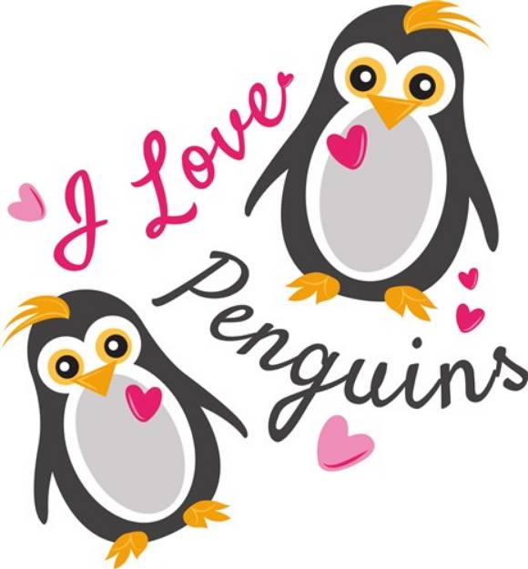 Picture of I Love Penguins SVG File