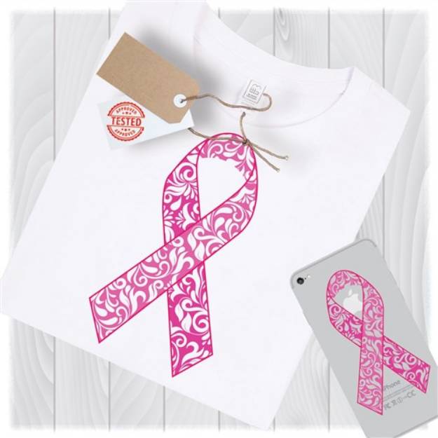 Picture of Patterned Breast Cancer Ribbon SVG File