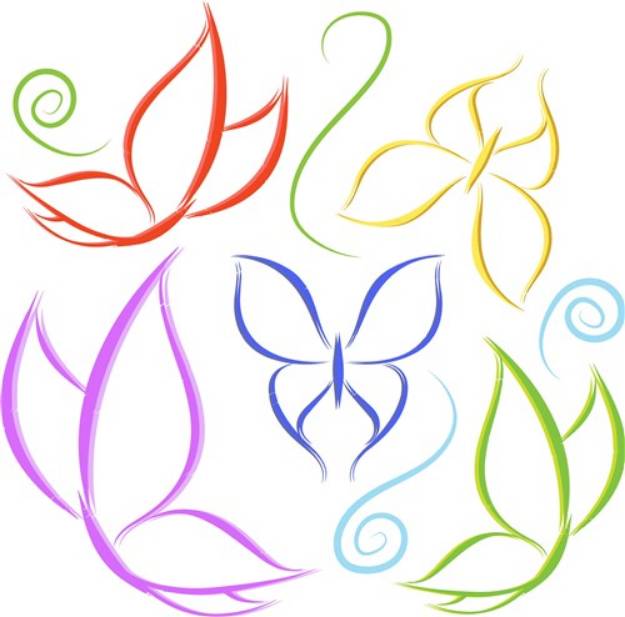 Picture of Butterflies Outline SVG File