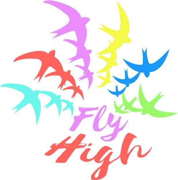 Picture of Bird Rainbow Fly High SVG File