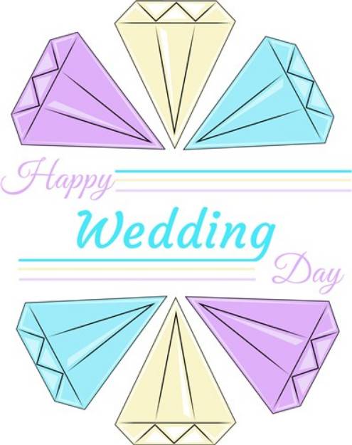 Picture of Diamonds Happy Wedding Day SVG File