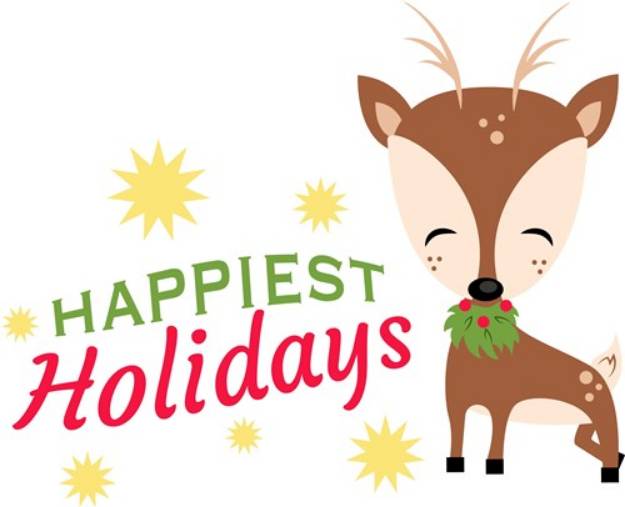 Picture of Deer Happiest Holidays SVG File