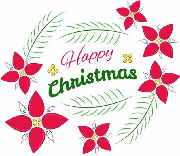 Picture of Holiday Flowers Happy Christmas SVG File