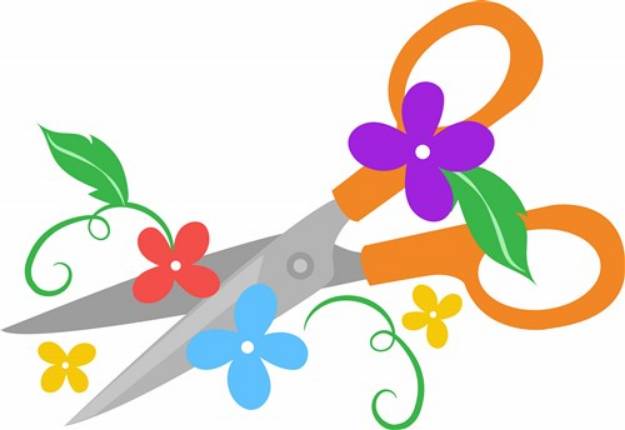Picture of Floral Scissors SVG File