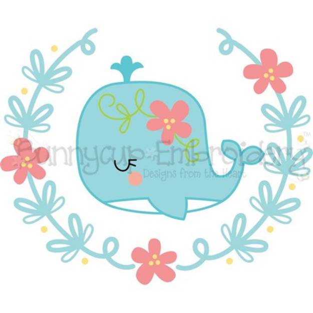 Picture of Kawaii Whale & Laurel SVG File