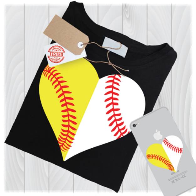 Picture of Softball & Baseball Heart SVG File