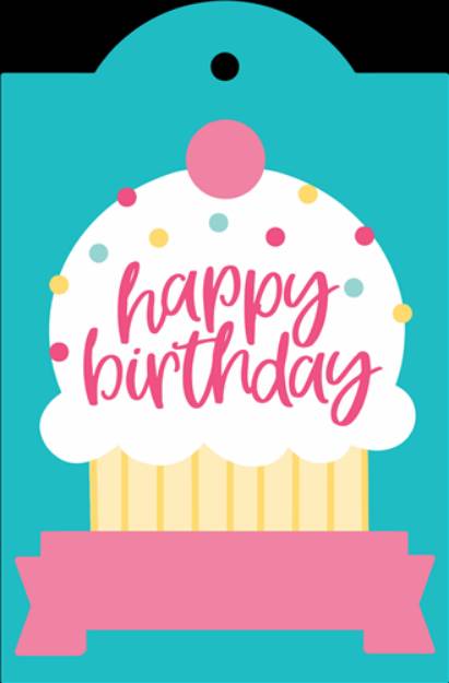 Picture of Birthday Cupcake Gift Tag   SVG File