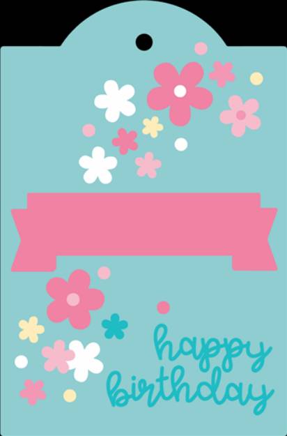 Picture of Floral Birthday Gift Tag   SVG File