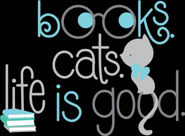 Picture of Books Cats Life Is Good   SVG File