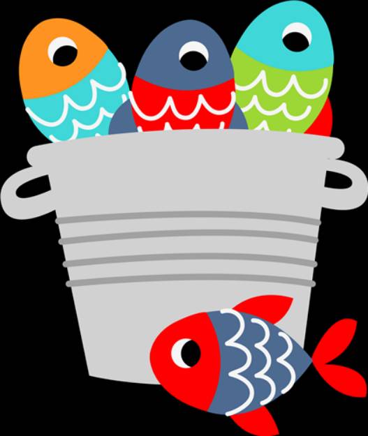 Picture of Bucket of Fish SVG File