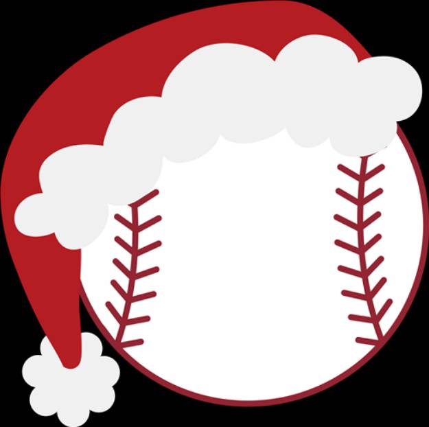 Picture of Baseball with Santa Hat SVG File