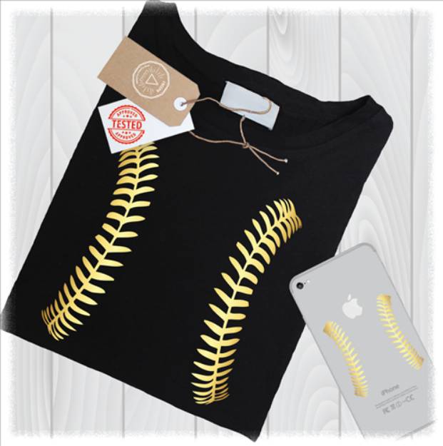 Picture of Gold Baseball Stitches   SVG File