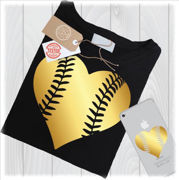 Picture of Gold Baseball Heart SVG File