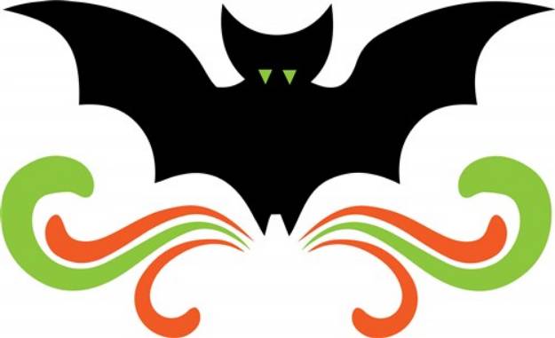 Picture of Halloween Bat & Swirls SVG File