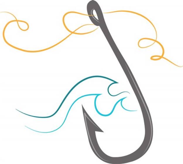 Picture of Fishing Hook & Waves SVG File